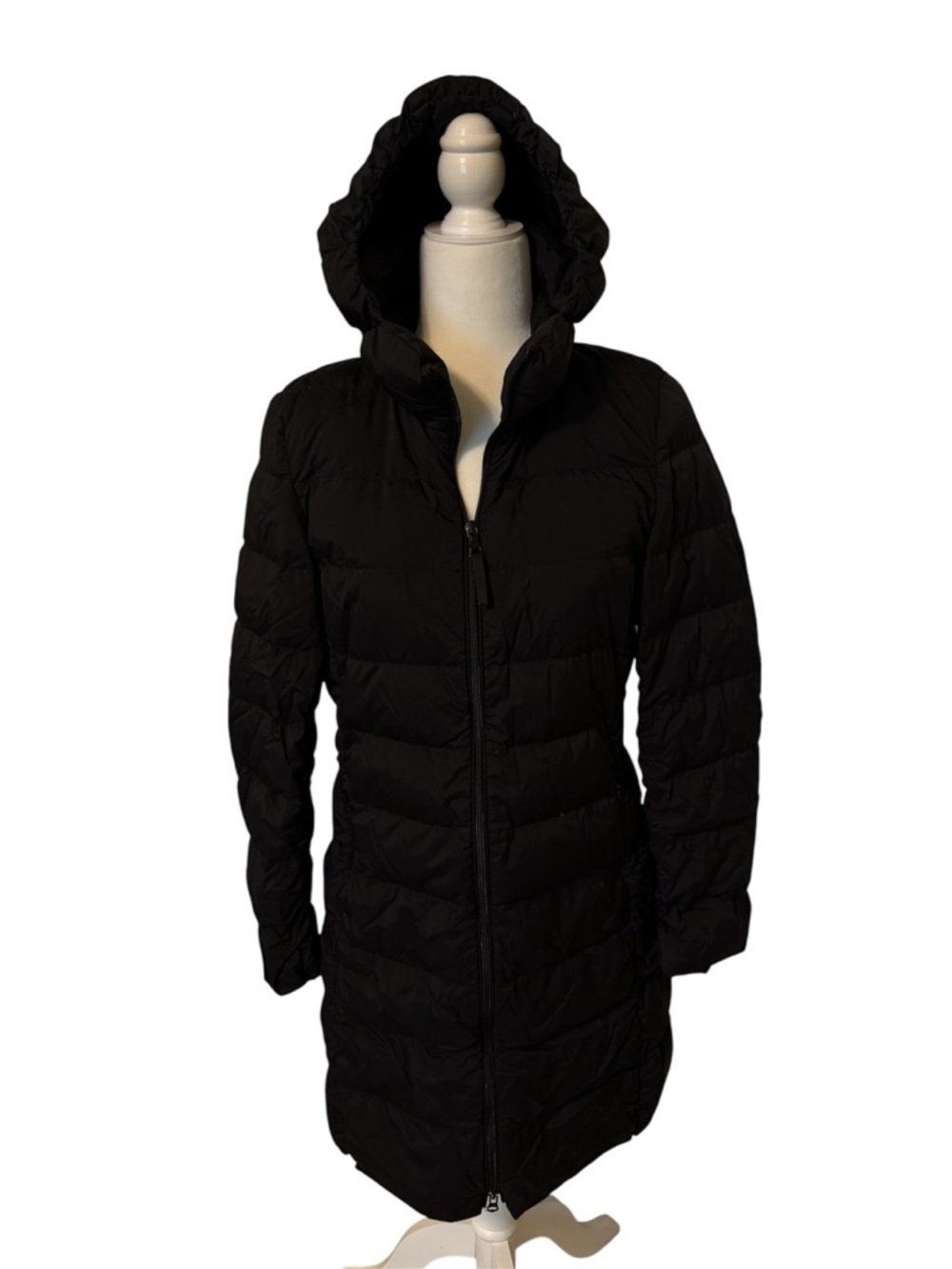 UNIQLO Black Down Long Puffer Coat Packable Size Small